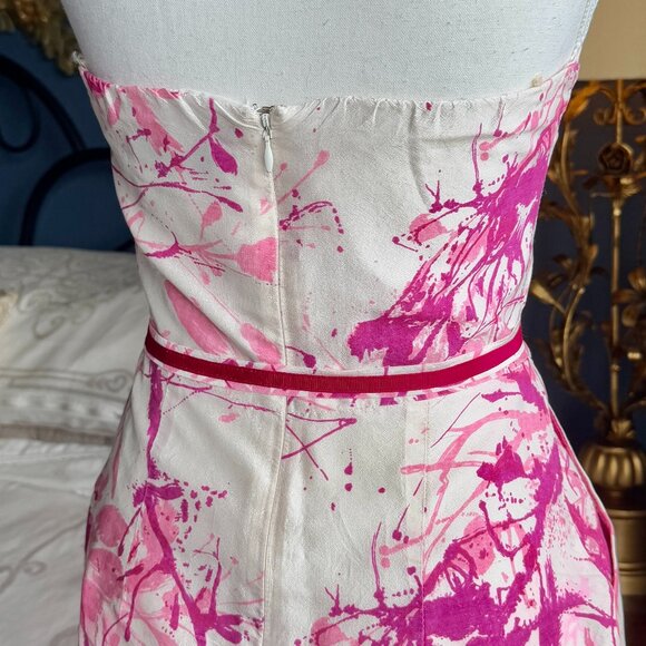 Alexia Admor 100% Silk White with Pink Floral Splatter Design Mini Party Dress - Picture 8 of 15